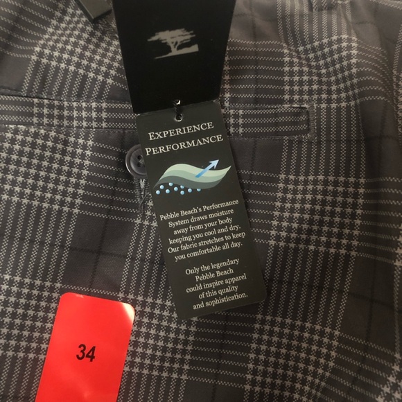 Men’s Pebble Beach Performance Golf Sport Casual shorts  pockets zipper plaid - Picture 7 of 10